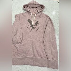 American Eagle Men's Hoodie Sweatshirt-Pink/Gray Heather Size Large
